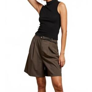 NEW PERFECTWHITETEE mel luxe rib mock neck tank top in true black